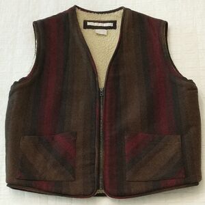 Perry Ellis Wool Blend Vest,‎ Zipper, Lined, Brown, Red And Gray, Men's Size XL